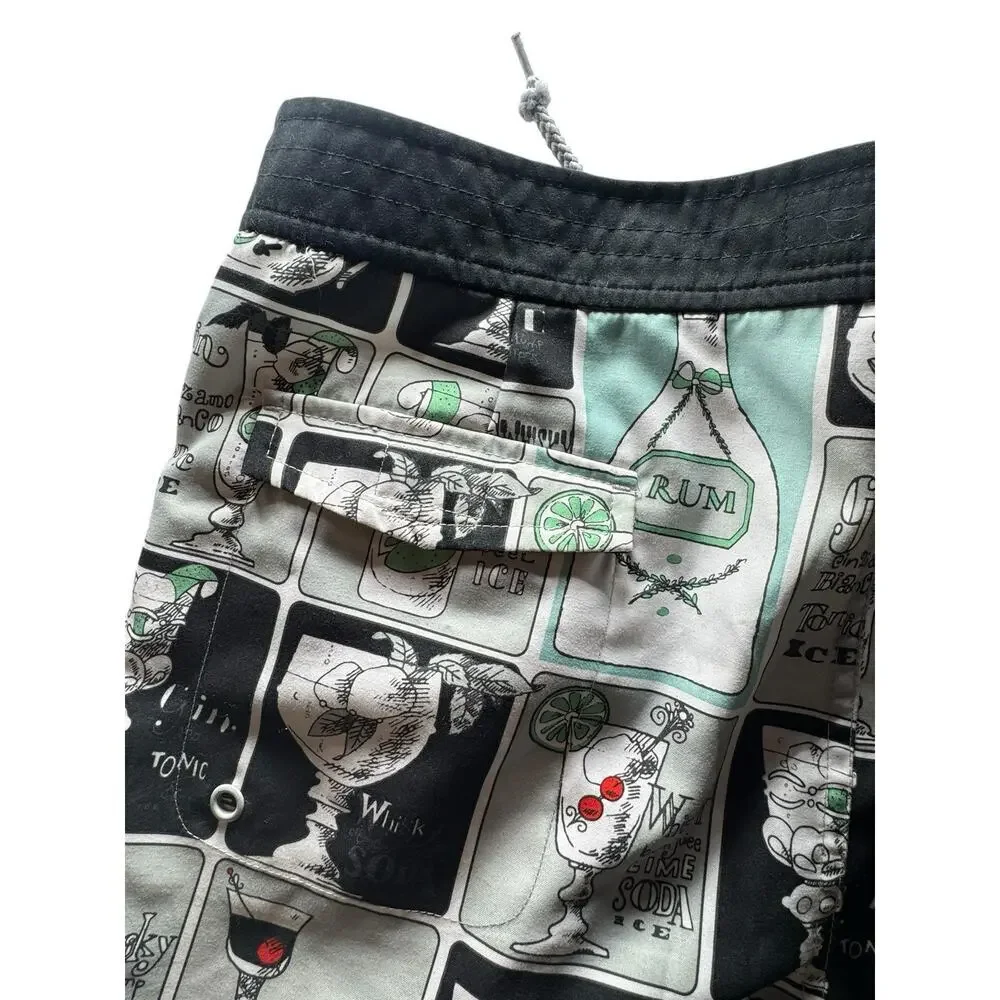 Penguin Happy Hour Cocktails‎ Mens' Lined Swim Shorts Trunks Size 36 Rum Tiki
